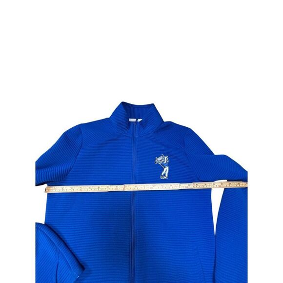 Adidas Golf Blue Full-Zip Ribbed Jacket With Embroidered OWL Logo Medium Size - Picture 5 of 10